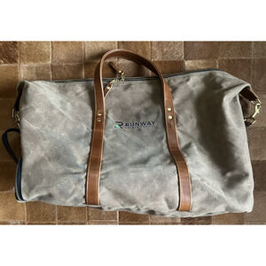 HUDSON SUTLER Heritage Commuter Golf Duffel Bag Canvas Leather Trim Brown